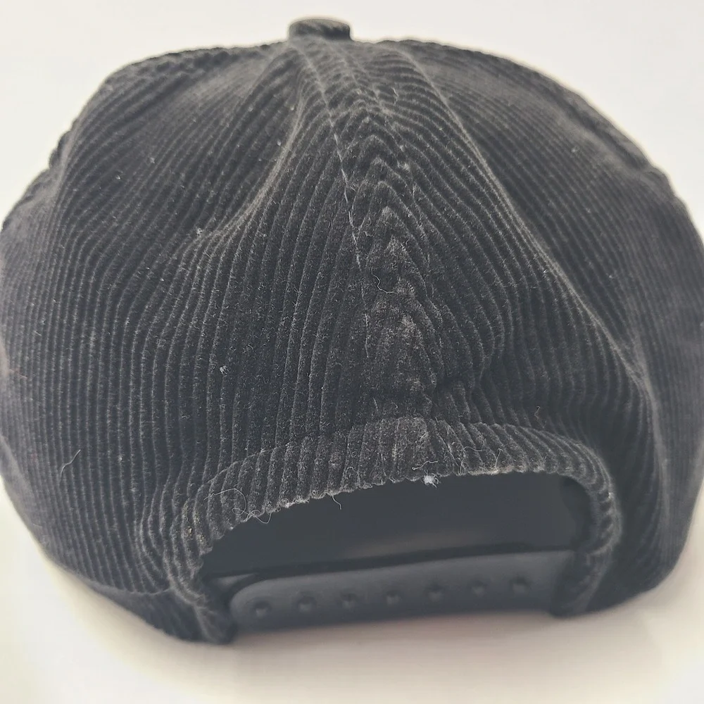 Vintage Vermont Army National Guard Hat Snapback Black Yellow Rope Corduroy Men
